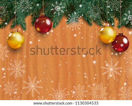 Christmas background with detailed pine branches.