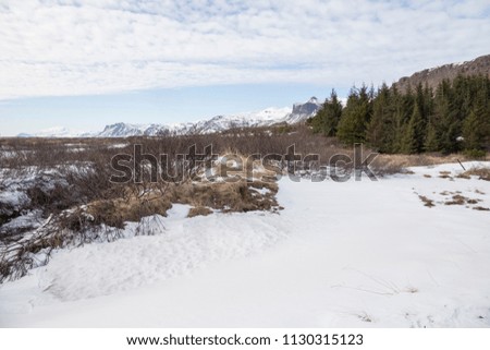 Landscape in Snaefellsnes peninsula West of Iceland in winter