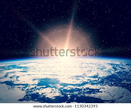 Thrilling sunrise from space. The elements of this image furnished by NASA.

