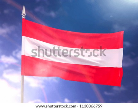 Flag of Austria with flare and dark blue sky