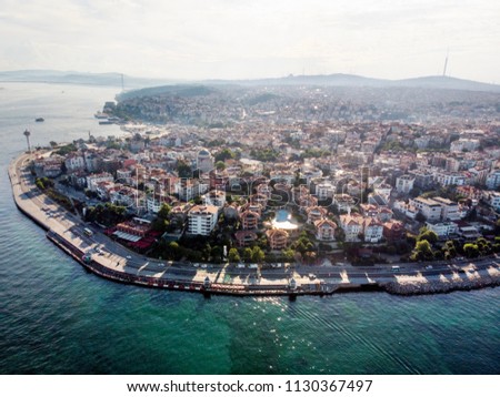Aerial Drone View of Istanbul Uskudar Seaside. Royalty-Free Stock Photo #1130367497