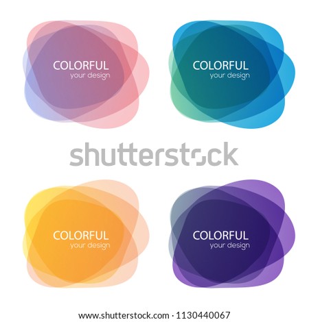 Set of round colorful vector shapes. Abstract vector banners. Design elements. Fun label or tag design