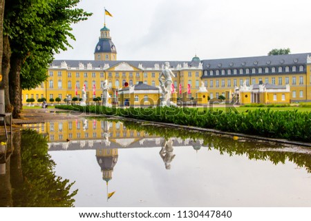 Castle of a lord named Karl Friedrich Schloss Karlsruhe in Karlsruhe, Germany in the state Baden-Württemberg. It was build around 300 years ago and it one of the most famous buildings within the city Royalty-Free Stock Photo #1130447840