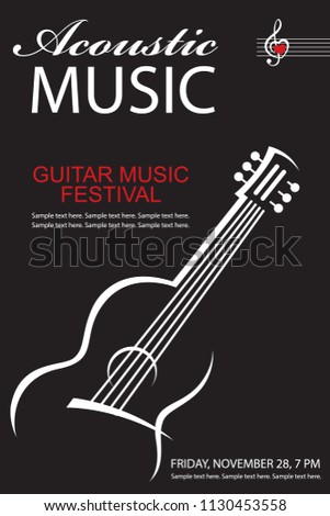black banner with guitar for acoustic music concert