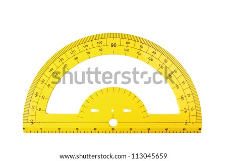 yellow school protractor isolated on a white background