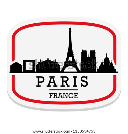 Paris France Label Stamp Icon Skyline City Design Tourism Vector.