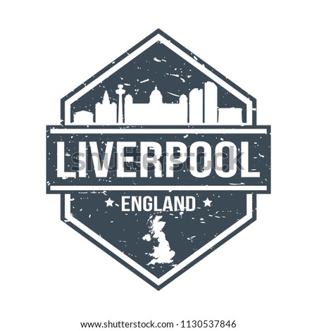 Liverpool England UK Travel Stamp Icon Skyline City Design Tourism Seal Badge Illustration.