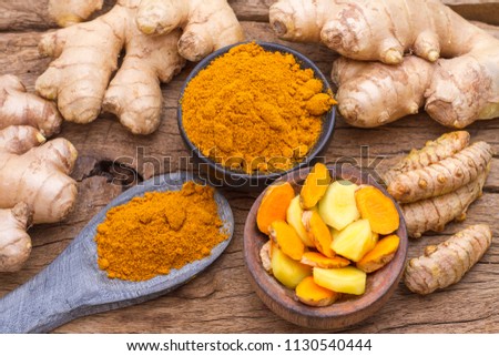 turmeric and ginger on the table Royalty-Free Stock Photo #1130540444