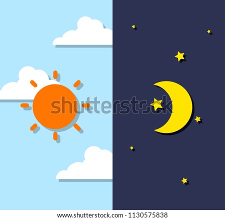 Day and night sky illustration
