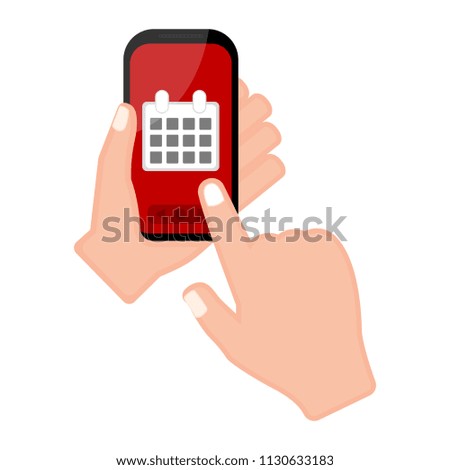 Hand holding a smartphone with a calendar app