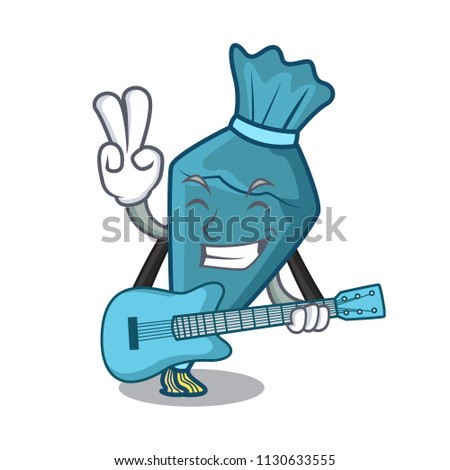 With guitar pastrybag mascot cartoon style vector illustration