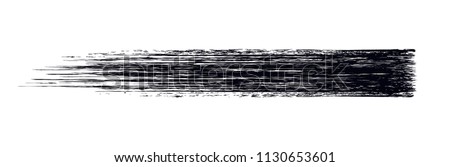 Vector make-up cosmetic mascara brush stroke texture design isolated on white. Realistic mascara smear template. Mascara eyelashes brush stroke makeup. Black hand drawn lash scribble swatch.