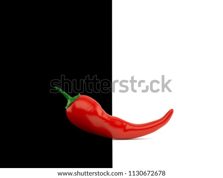 Hot pepper on black and white background. 3d illustration