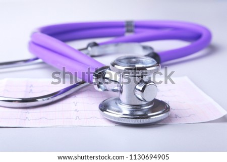 RX prescription, Red heart and a stethoscope isolated on white background
