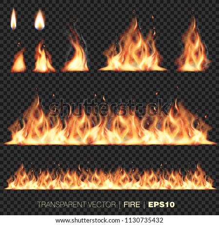 Collection of realistic fire flames