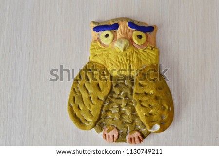 An owl figurine made from salted dough