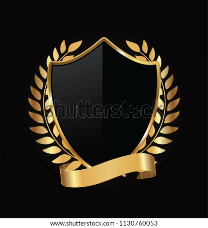Gold and black shield with gold laurels