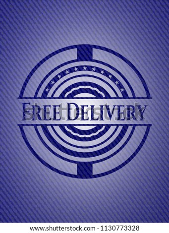 Free Delivery badge with denim background