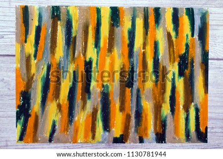 Photo of hand drawing. Colorful texture for background.Oil pastels drawing