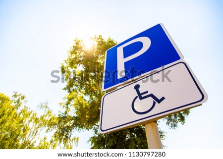 Parking sign for people with disabilities