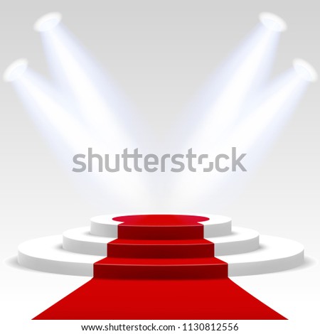 Red carpet with ladder. Clipping Mask. Mesh.