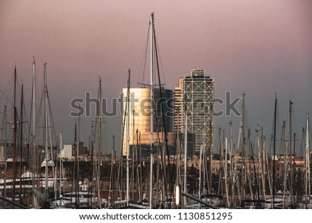 Before sunset - seaport in Barcelona