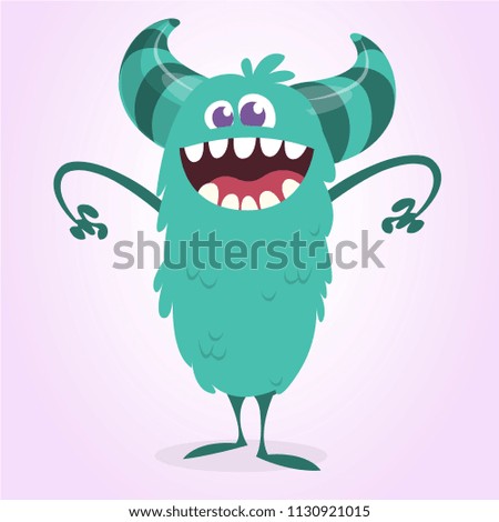 Angry cartoon monster with a big smile.