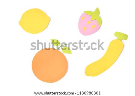 Summer fruits paper cut on white background - isolated