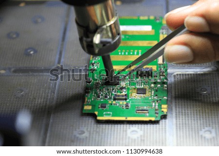 Digital gadgets components, repair shop concept