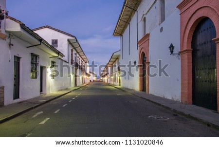 Streets of Popayán at sunrise Royalty-Free Stock Photo #1131020846
