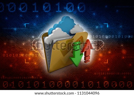 3d rendering cloud  folder upload download arrow
 
