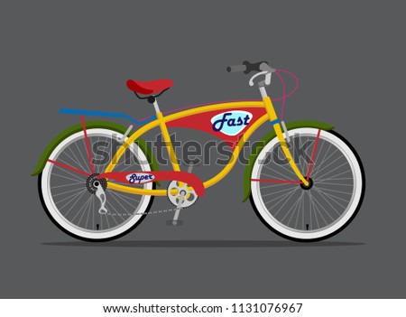 Vector illustration of city bicycle / Design element for T-Shirt design / Bike with pannier rack.