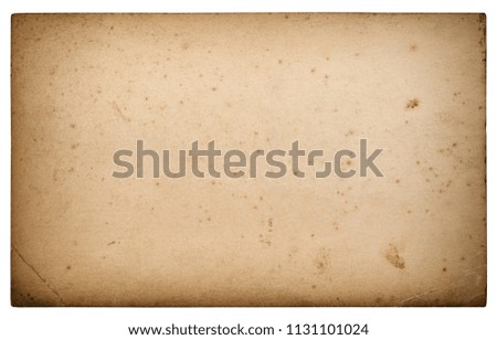Used paper sheet. Empty cardboard isolated on white background
