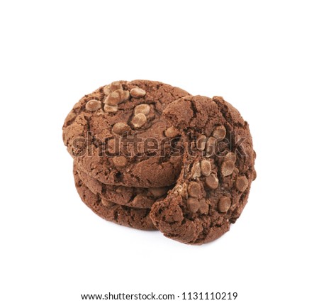 Chocolate chip cookie isolated over the white background