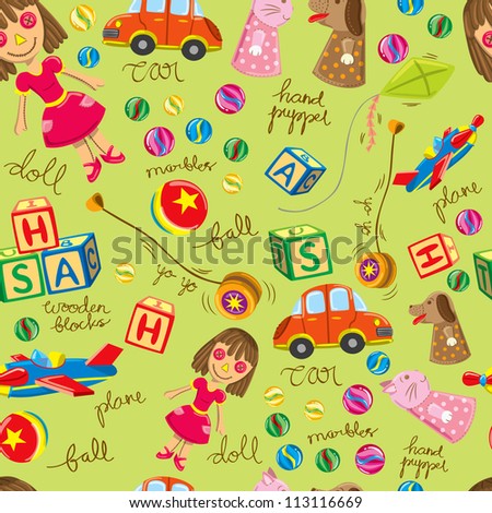 cute vintage toys background, suitable for wrapping paper