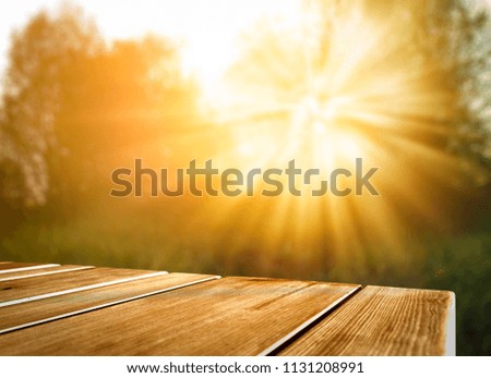 Autumn background of free space for your decoration and wooden table . 