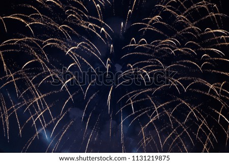 A fountain-like firework display in the night sky at Scarlet Sails festivity in Saint Petersburg ,Russia