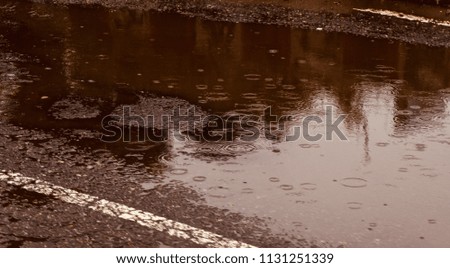 Rain waters on a highway street isolated unique photograph