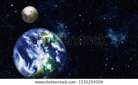 Earth and moon eclipse , Extremely detailed image including elements furnished by NASA.