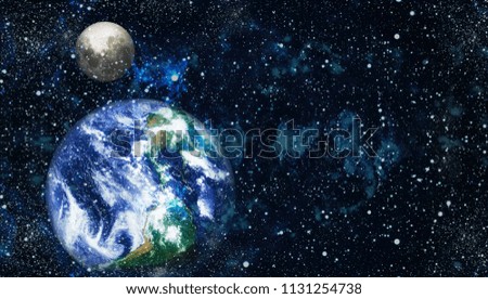 Earth and moon view from space . Extremely detailed image including elements furnished by NASA.
