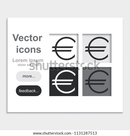 Euro sign placed on web page template flat vector icon.