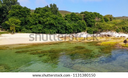 Beach in Ons island, Islas Atlánticas National Park, Pontevedra, Galicia, Spain