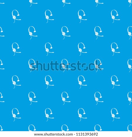 Headphones with microphone pattern vector seamless blue repeat for any use