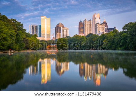 Atlanta, Georgia, USA midtown skyline from PIedmont Park.