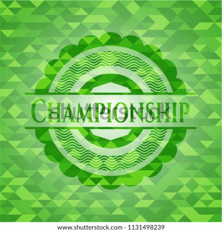 Championship green emblem. Mosaic background