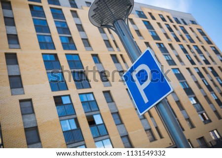 parking sign on the building background