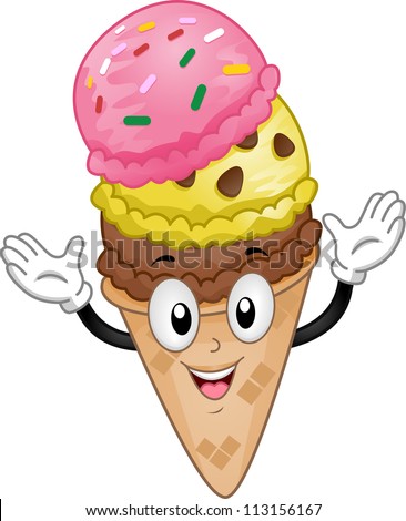 Mascot Illustration of a Multi-layered Ice Cream with Different Flavors