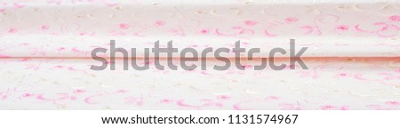Cotton fabric texture, background, white with red (pink) flowers pattern