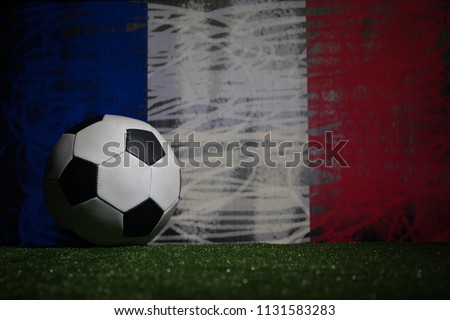 France flag and soccer ball.Concept sport. Selective focus