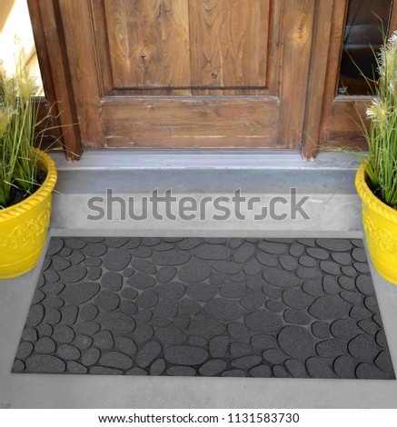 Beautiful Black Grey Oval Pattern Rubber Glitter door mat